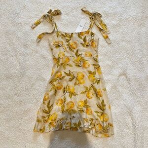 UO Jolene Lemon Print Mini Dress